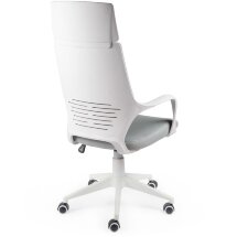 Кресло офисное / IQ / (white+grey) белый пластик / серая ткань