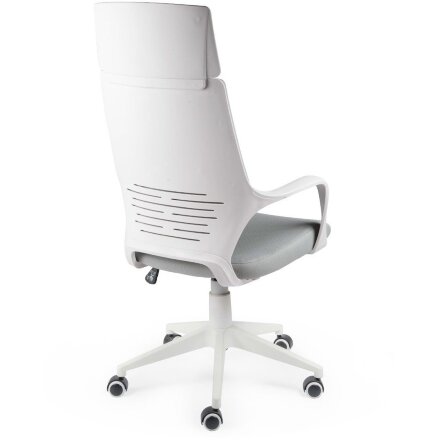 Кресло офисное / IQ / (white+grey) белый пластик / серая ткань 