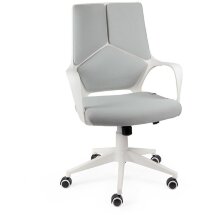 Кресло офисное / IQ / (white+grey) белый пластик / серая ткань