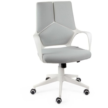 Кресло офисное / IQ / (white+grey) белый пластик / серая ткань 