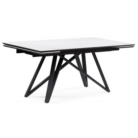 Керамический стол Вилсон 160(220)х89х75 белый мрамор snow white / черный 