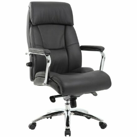 Кресло офисное BRABIX PREMIUM &quot;Phaeton EX-502&quot;, натуральная кожа, хром, черное, 530882 Хром