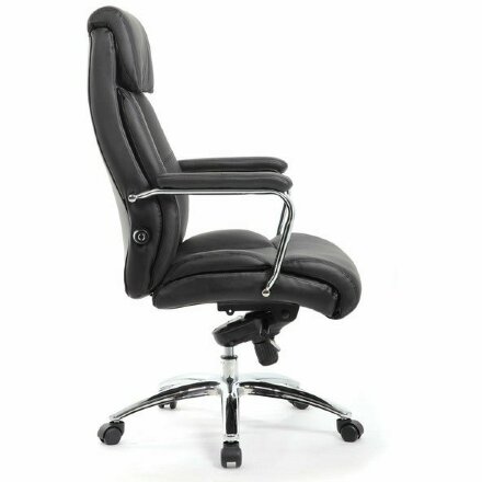 Кресло офисное BRABIX PREMIUM &quot;Phaeton EX-502&quot;, натуральная кожа, хром, черное, 530882 Хром