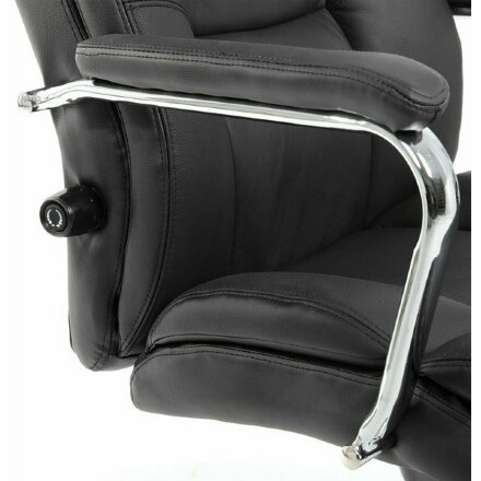 Кресло офисное BRABIX PREMIUM &quot;Phaeton EX-502&quot;, натуральная кожа, хром, черное, 530882 Хром