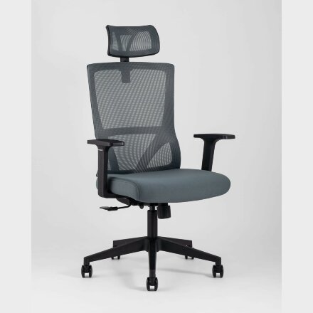Компьютерное кресло Stool Group для руководителя TopChairs Local офисное серое обивка сетка ткань крестовина пластик 