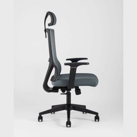 Компьютерное кресло Stool Group для руководителя TopChairs Local офисное серое обивка сетка ткань крестовина пластик 