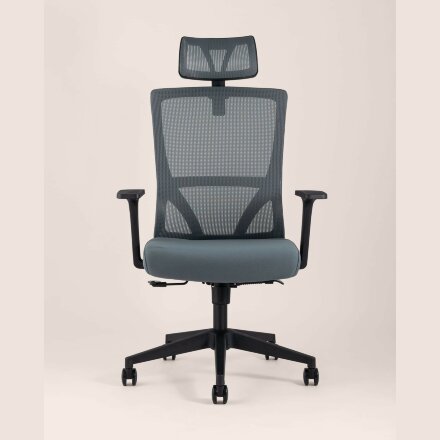 Компьютерное кресло Stool Group для руководителя TopChairs Local офисное серое обивка сетка ткань крестовина пластик 