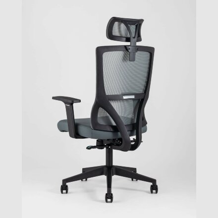 Компьютерное кресло Stool Group для руководителя TopChairs Local офисное серое обивка сетка ткань крестовина пластик 