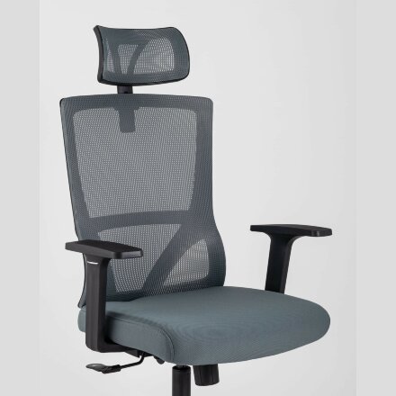 Компьютерное кресло Stool Group для руководителя TopChairs Local офисное серое обивка сетка ткань крестовина пластик 