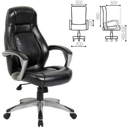 Кресло офисное BRABIX PREMIUM &quot;Turbo EX-569&quot;, экокожа, спортивный дизайн, черное, 531014 Черный