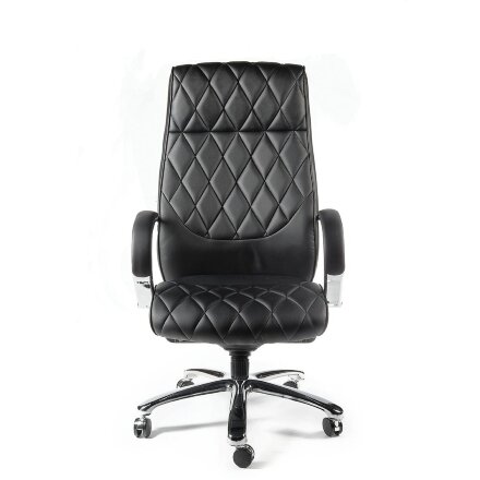 Кресло офисное / Бонд / (black) сталь + хром / черная экокожа 