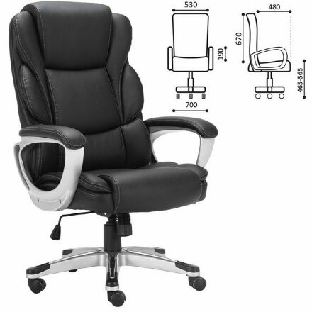 Кресло офисное BRABIX PREMIUM &quot;Rest EX-555&quot;, пружинный блок, экокожа, черное, 531938 Черный