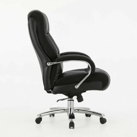 Кресло офисное BRABIX PREMIUM &quot;Bomer HD-007&quot;, НАГРУЗКА до 250 кг, рециклированная кожа, хром, черное, 531939 Черный