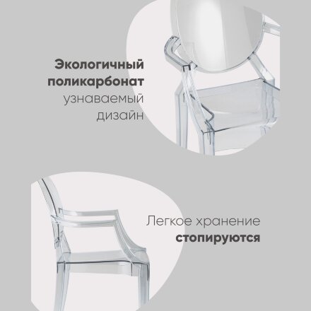 Стул Victoria Ghost с подлокотниками прозрачный 