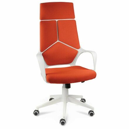 Кресло офисное / IQ / (White plastic orange) белый пластик /оранжевая ткань 