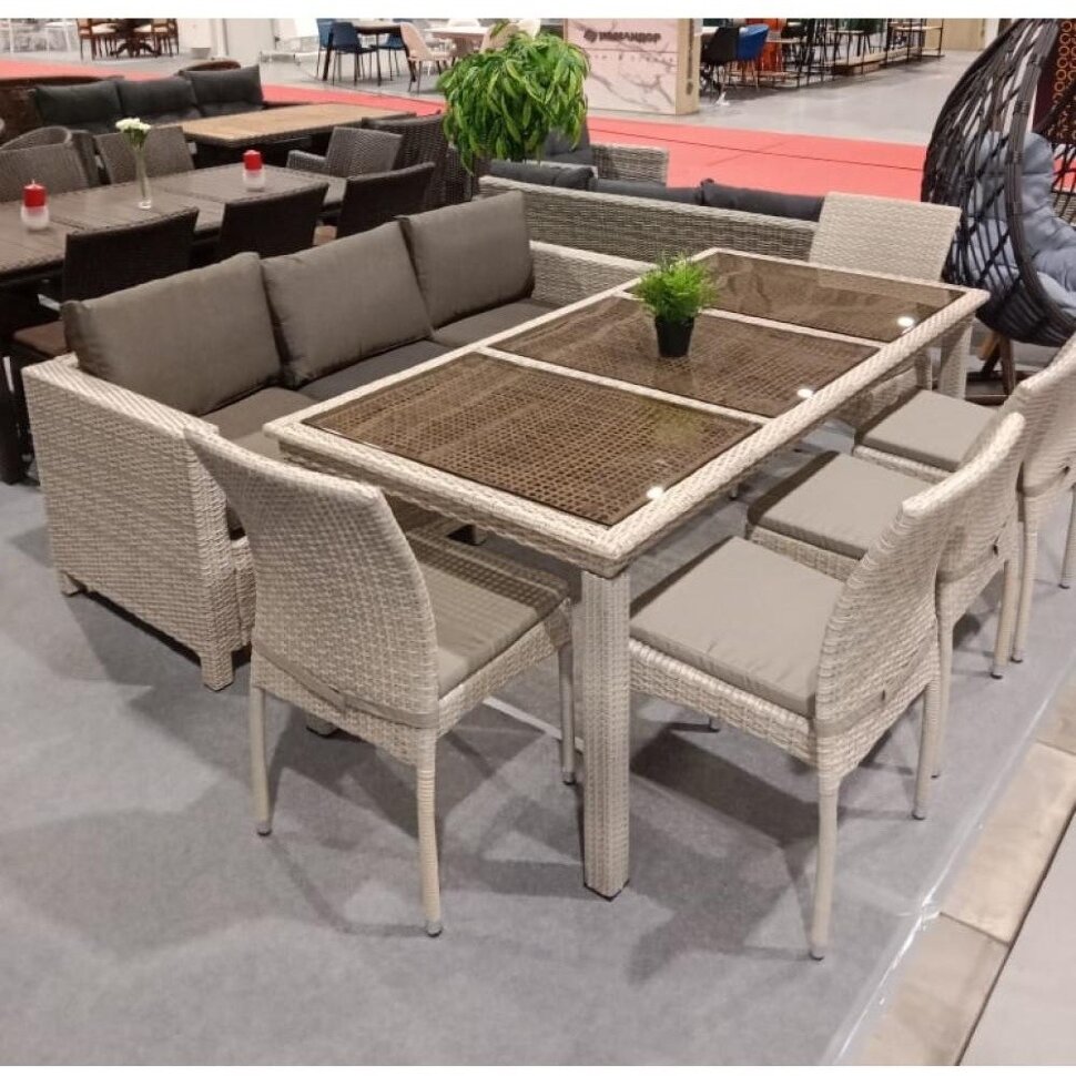 Комплект плетеной мебели T365/S65/Y380C-W85 8PCS Latte (8+1) + подушки Комплект плетеной мебели T365/S65/Y380C-W85 8PCS Latte (8+1) + подушки