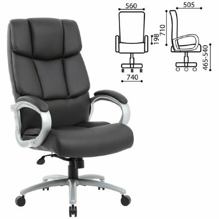 Кресло офисное BRABIX PREMIUM Blocks HD-008, НАГРУЗКА до 200 кг, экокожа, черное, 531944 Черный