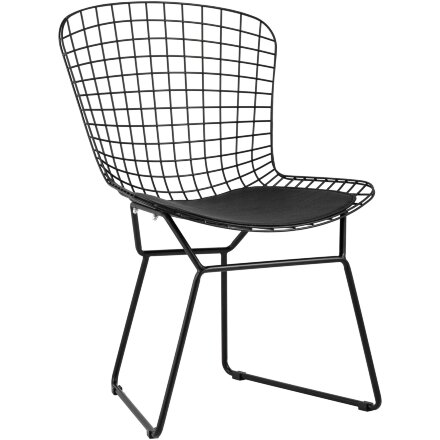 Стул обеденный Bertoia черный с черной подушкой 2 шт 