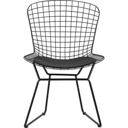 Стул обеденный Bertoia черный с черной подушкой 2 шт 