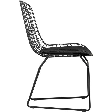 Стул обеденный Bertoia черный с черной подушкой 2 шт 