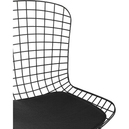 Стул обеденный Bertoia черный с черной подушкой 2 шт 