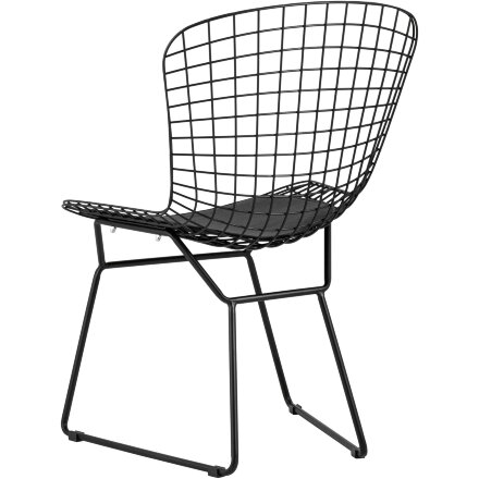 Стул обеденный Bertoia черный с черной подушкой 2 шт 