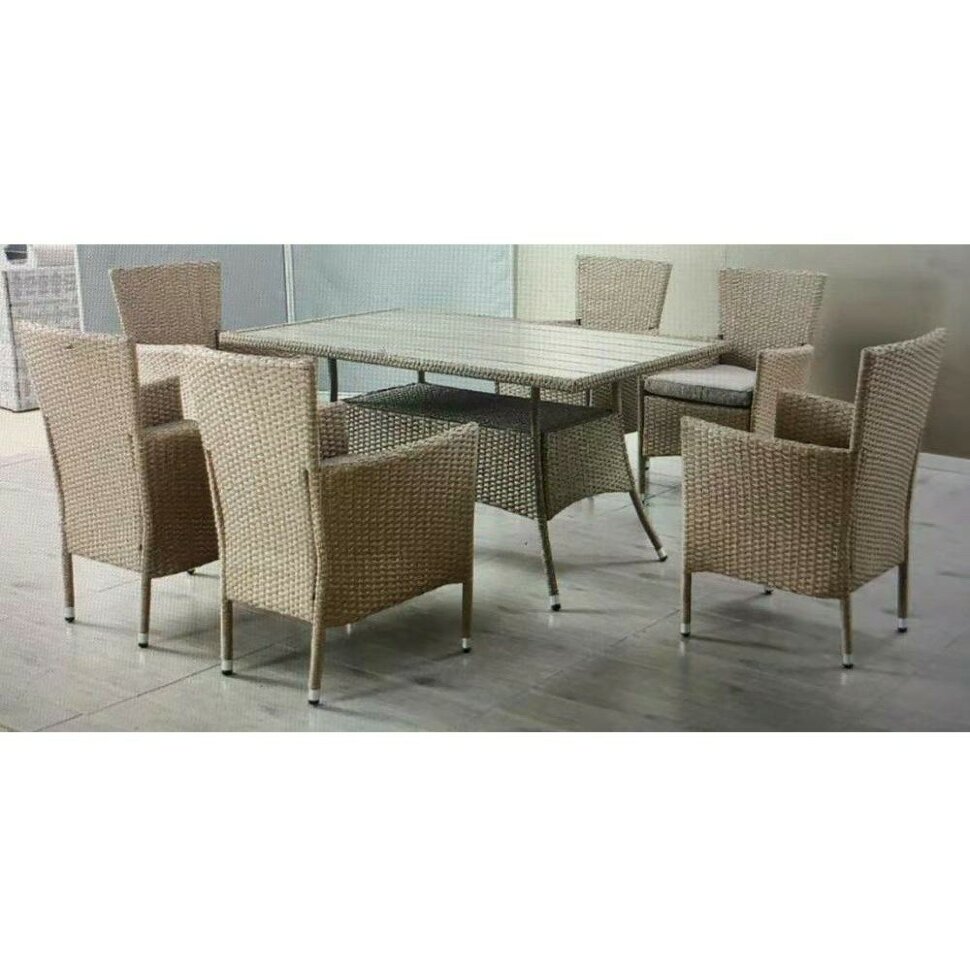 Комплект плетеной мебели AFM-195-6Pcs Beige (6+1) Комплект плетеной мебели AFM-195-6Pcs Beige (6+1)