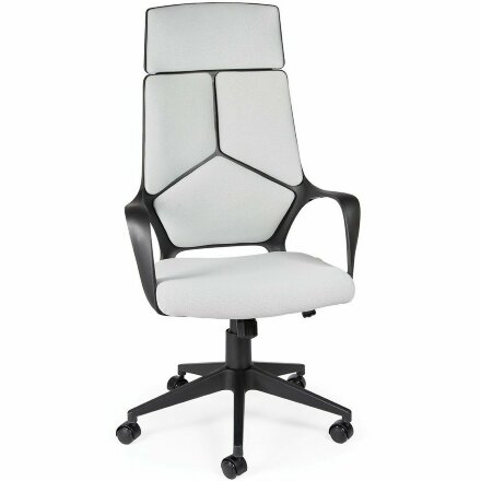 Кресло офисное / IQ / (black+grey) черный пластик / светло серая ткань 