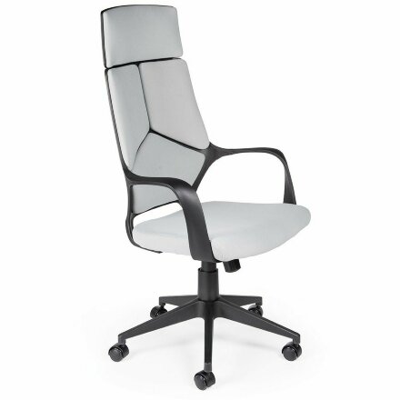 Кресло офисное / IQ / (black+grey) черный пластик / светло серая ткань 