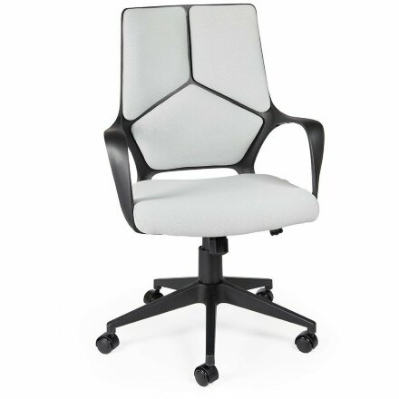 Кресло офисное / IQ / (black+grey) черный пластик / светло серая ткань 