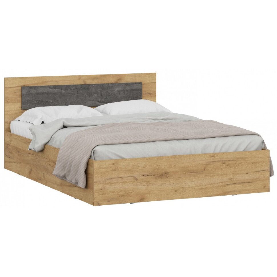 Кровать Taika 140х200 дуб золотой / камень темный Кровать Taika 140х200 дуб золотой / камень темный