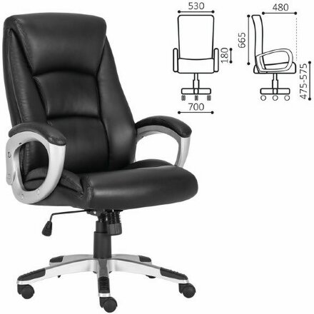 Кресло офисное BRABIX PREMIUM &quot;Grand EX-501&quot;, рециклированная кожа, черное, 531950 Черный