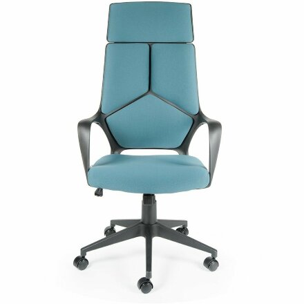 Кресло офисное / IQ / (black plastic blue) черный пластик / голубая ткань 