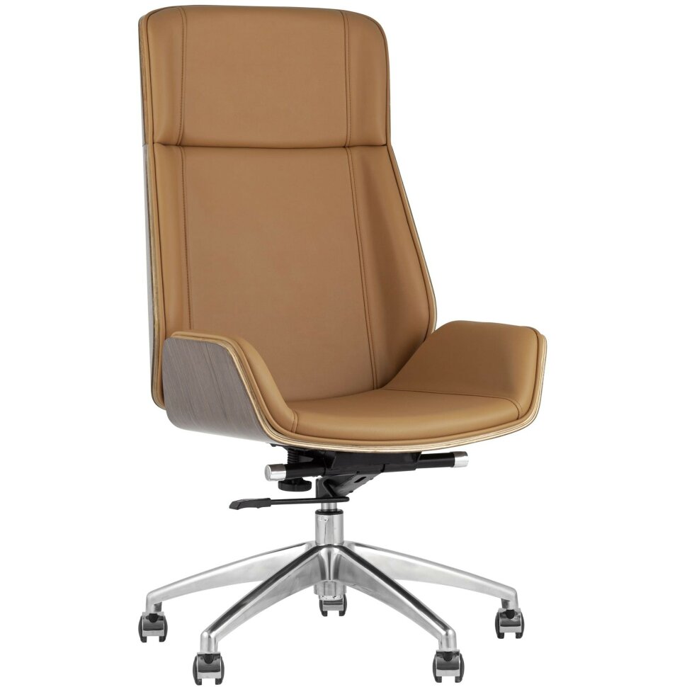 Компьютерное кресло Stool Group TopChairs Crown офисное для руководителя коричневое, обивка экокожа, металлический каркас Компьютерное кресло Stool Group TopChairs Crown офисное для руководителя коричневое, обивка экокожа, металлический каркас
