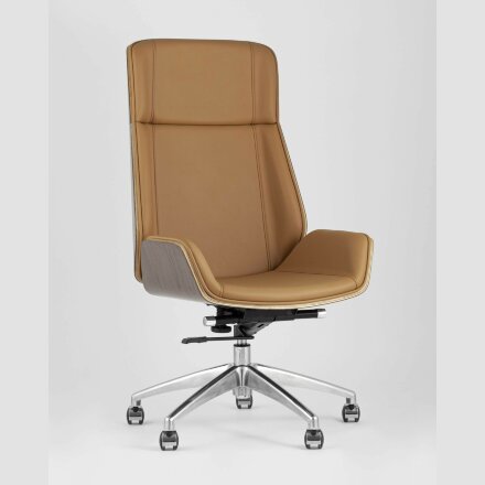 Компьютерное кресло Stool Group TopChairs Crown офисное для руководителя коричневое, обивка экокожа, металлический каркас 
