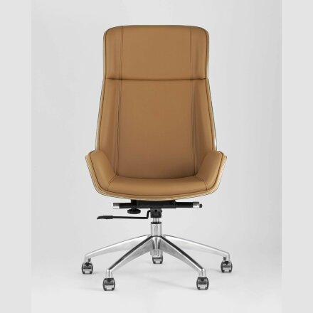 Компьютерное кресло Stool Group TopChairs Crown офисное для руководителя коричневое, обивка экокожа, металлический каркас 