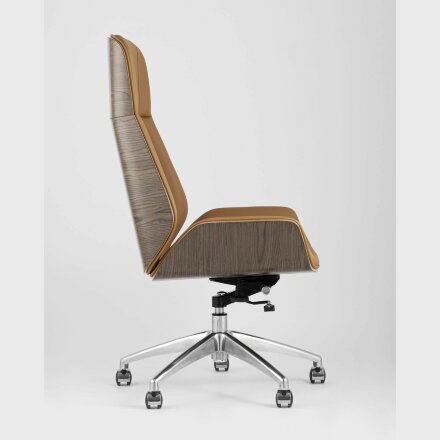 Компьютерное кресло Stool Group TopChairs Crown офисное для руководителя коричневое, обивка экокожа, металлический каркас 