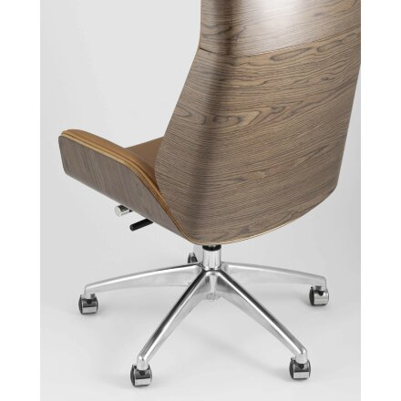 Компьютерное кресло Stool Group TopChairs Crown офисное для руководителя коричневое, обивка экокожа, металлический каркас 