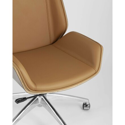 Компьютерное кресло Stool Group TopChairs Crown офисное для руководителя коричневое, обивка экокожа, металлический каркас 