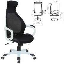 Кресло офисное BRABIX PREMIUM &quot;Genesis EX-517&quot;, пластик белый, ткань/экокожа/сетка черная, 531573