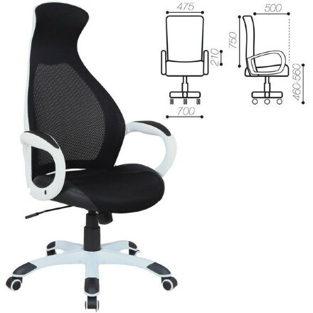 Кресло офисное BRABIX PREMIUM &quot;Genesis EX-517&quot;, пластик белый, ткань/экокожа/сетка черная, 531573 Белый