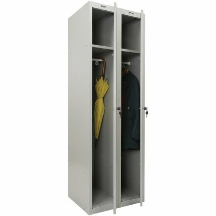 Шкаф металлический для одежды BRABIX &quot;LK 21-80&quot;, УСИЛЕННЫЙ, 2 секции, 1830х800х500 мм, 37 кг, 291129, S230BR406102 Серый