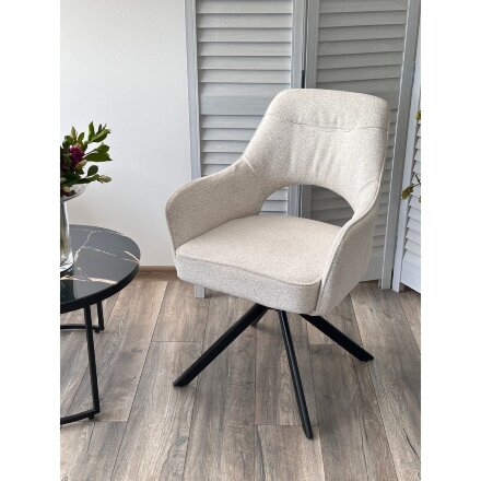 Стул GUARA 180 град. поворот. цвет бежево-белый RAVEN 22 / черный каркас, ®DISAUR 