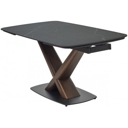Керамический стол Blanco 160 matt black marble solid ceramic / орех 
