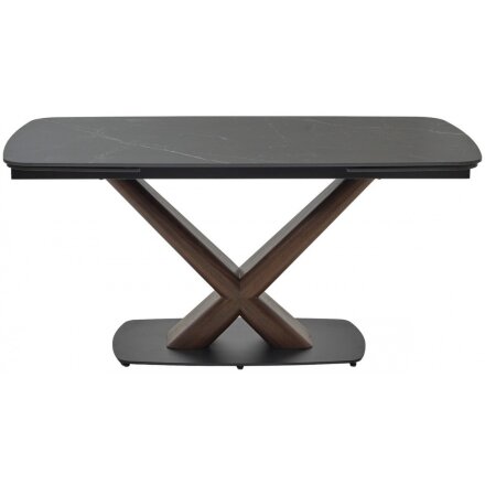 Керамический стол Blanco 160 matt black marble solid ceramic / орех 