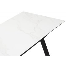 Керамический стол Норман 140(200)х80х75 белый мрамор alpin white / черный
