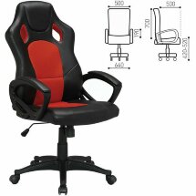 Кресло компьютерное BRABIX &quot;Rider EX-544&quot;, экокожа черная/ткань красная, 531583