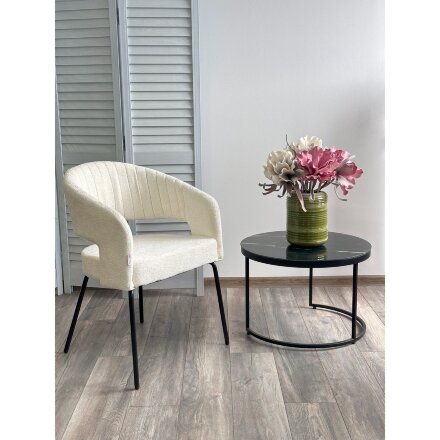 Стул SNUG 3018-01 белый, шенилл / черный каркас, ®DISAUR 