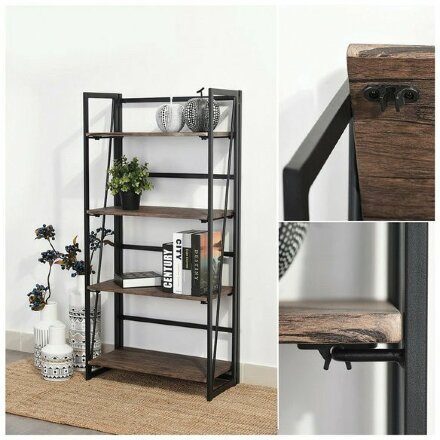 Стеллаж на металлокаркасе &quot;BRABIX LOFT SH-001&quot;, 600х300х1250 мм, складной, цвет морёный дуб, 641228 Морёный дуб