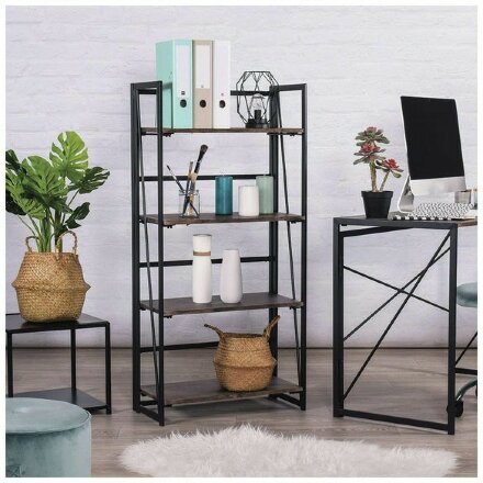 Стеллаж на металлокаркасе &quot;BRABIX LOFT SH-001&quot;, 600х300х1250 мм, складной, цвет морёный дуб, 641228 Морёный дуб